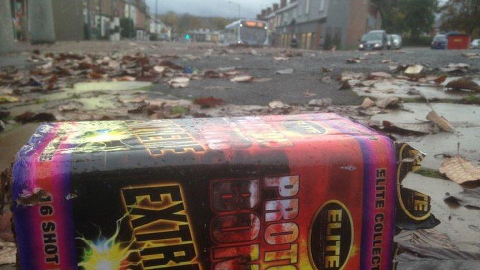 The discarded remains of a burnt-out firework in Sheffield