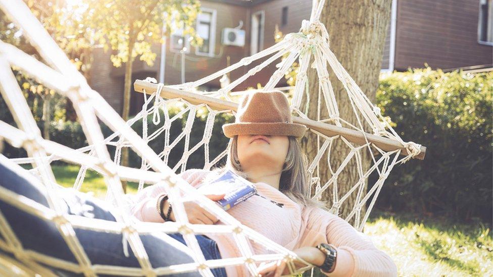 A woman in a hammock