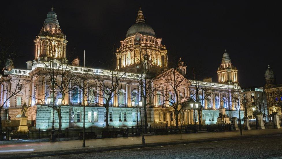 Belfast City Hall at night - stock photo