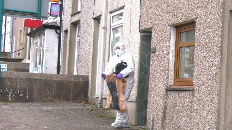 Scenes of crime officer at Water St, Penygroes