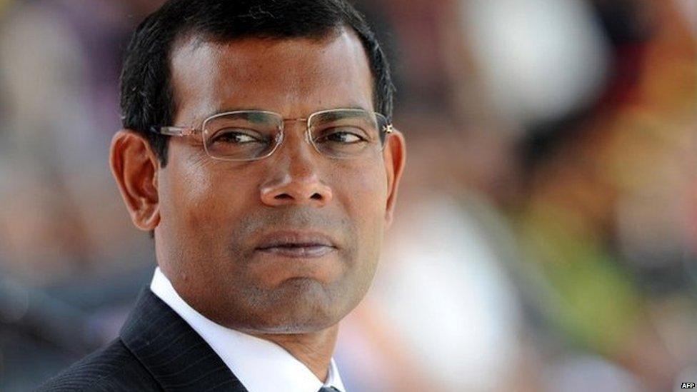 Mohamed Nasheed attends a military parade in the central Sri Lankan town of Diyatalawa - 27 December 2011