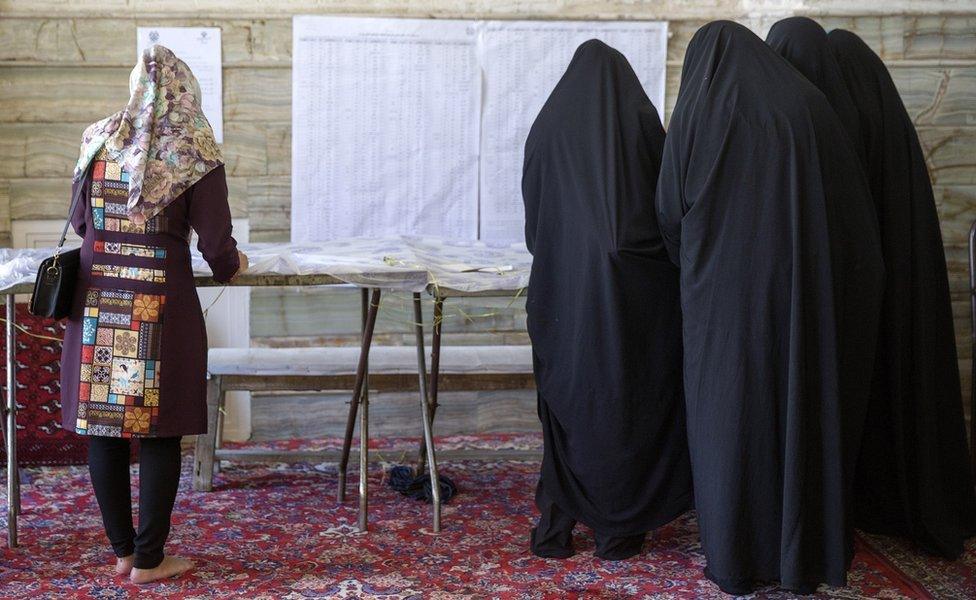 Iranians vote in the twelfth presidential election on May 19, 2017 in the city of Qom, south of the capital Tehran, Iran