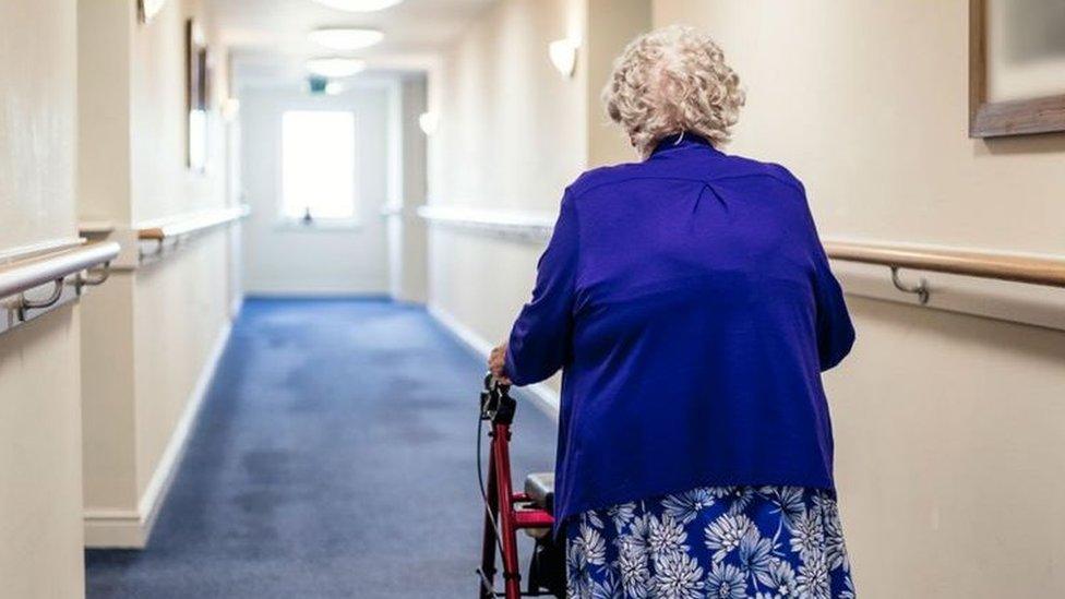 Woman in care home