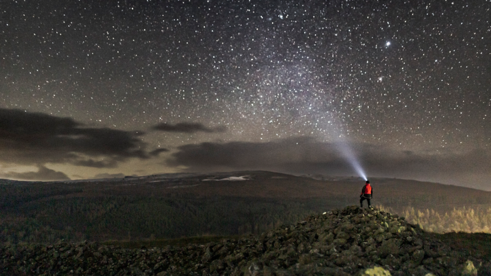 Caer Drewyn, an early Iron Age hillfort, at night