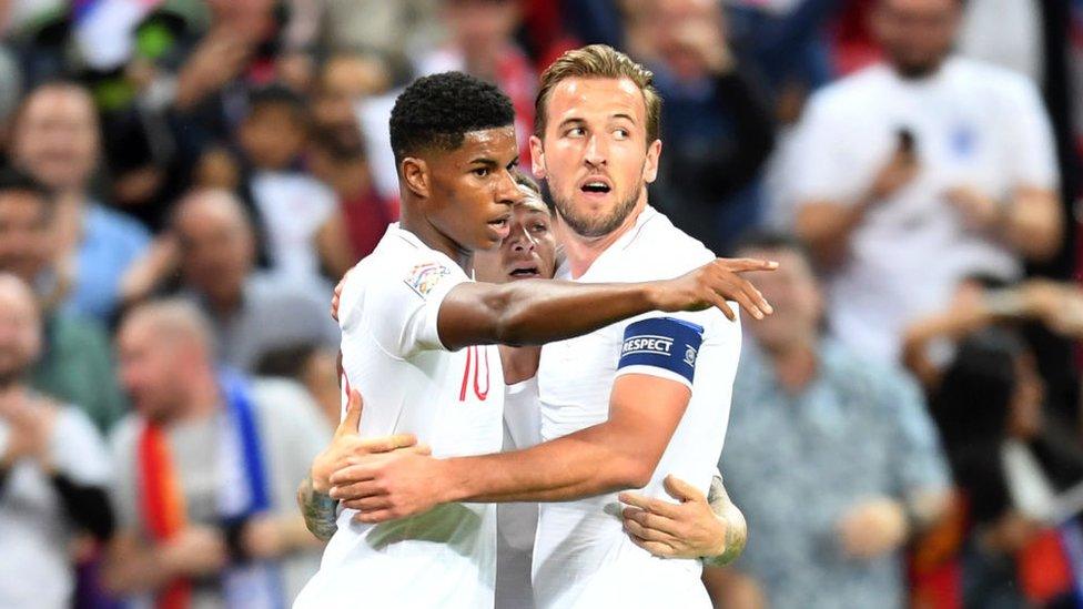 Rashford and Kane playing for England