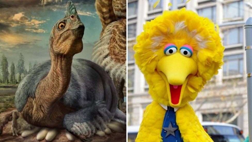 Composite image of dinosaur and big bird