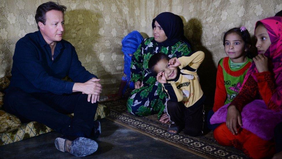 David Cameron meets Syrian refugees