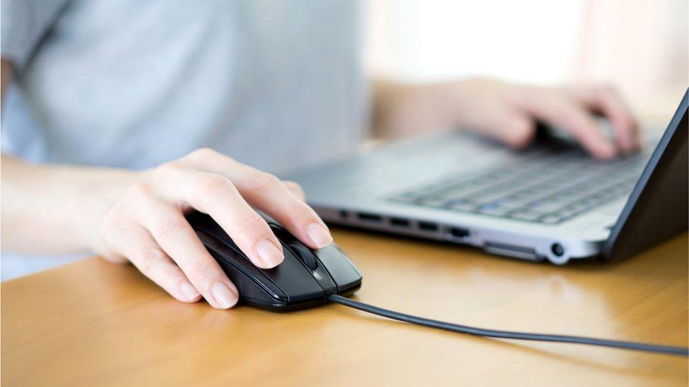 Woman using computer