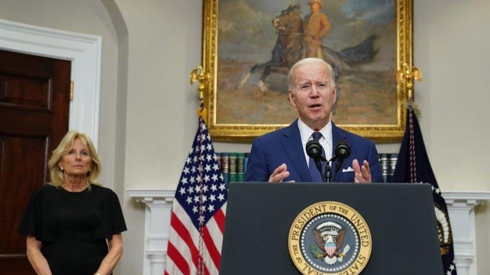 U.S. President Joe Biden makes a statement about the school shooting in Uvalde