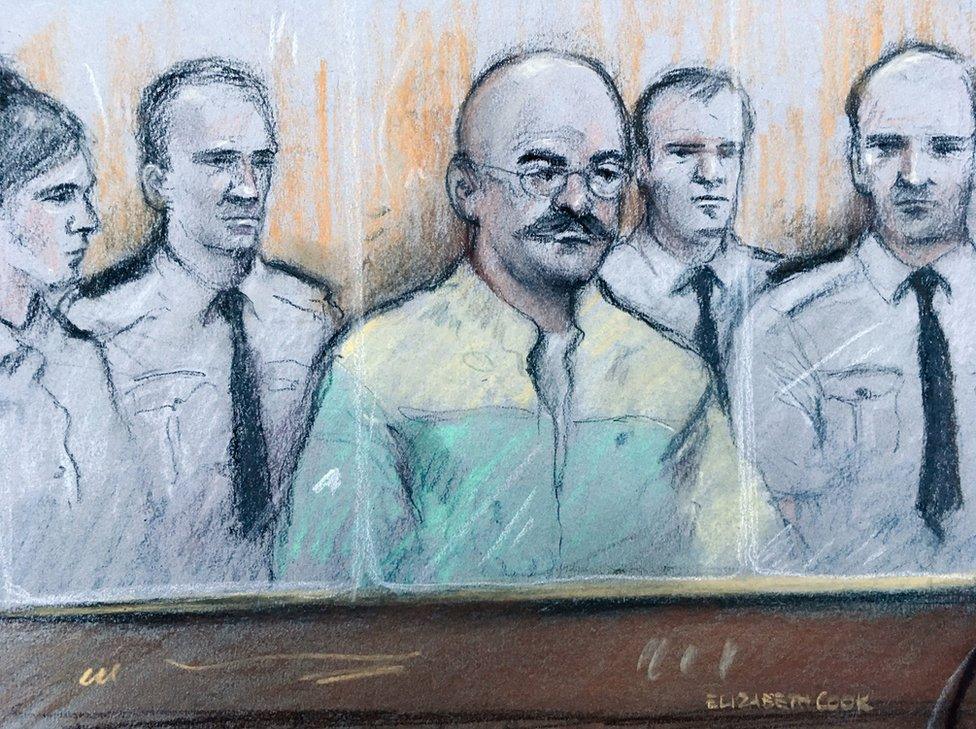 A court sketch of Charles Bronson