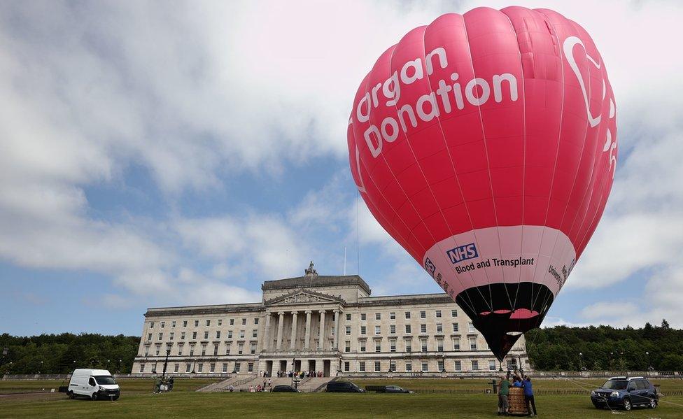 A hot air balloon takes off from Stormont to mark the change in organ donation law