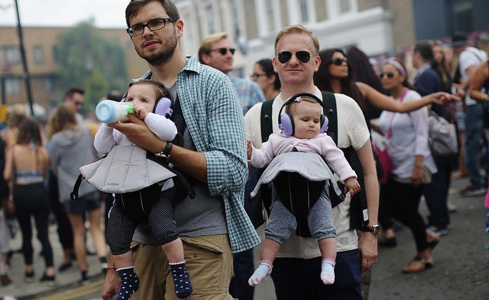 Parents with children at Notting Hill Carnival