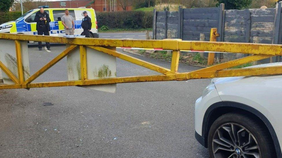 Tip barrier smashes into car in Oadby, Leicestershire