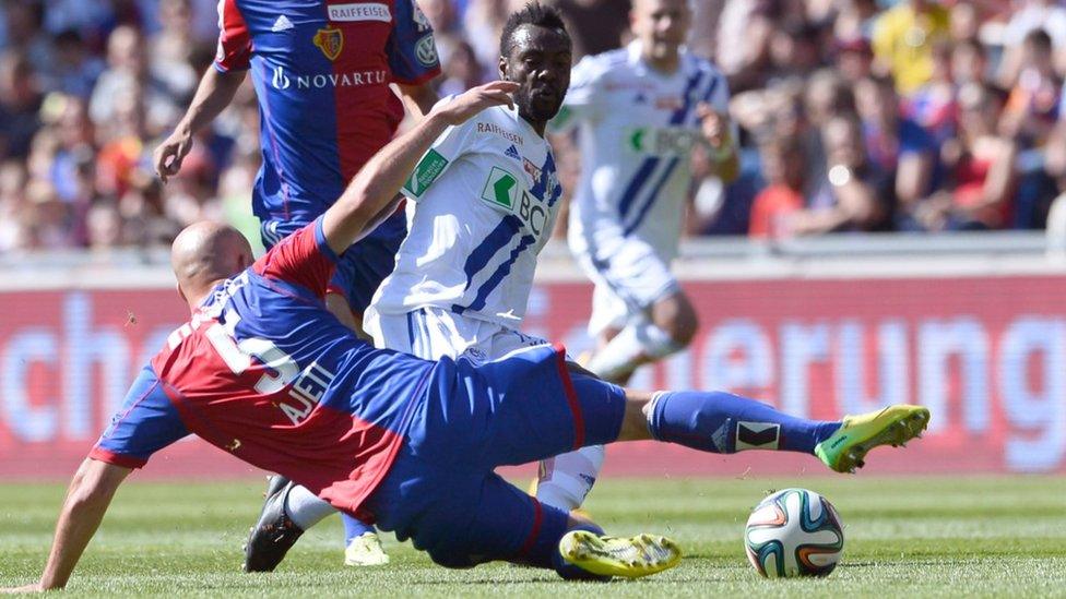 Lausanne (white shirts) in action in a Swiss League match