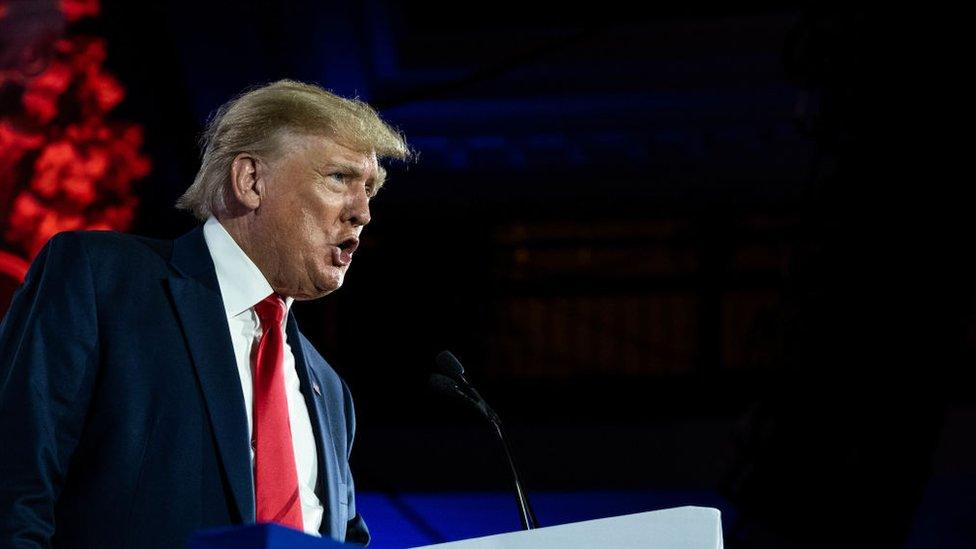 Former US President Donald Trump gives the keynote address at the Faith & Freedom Coalition during their annual "Road To Majority Policy Conference" at the Gaylord Opryland Resort & Convention Center June 17, 2022 in Nashville, Tennessee.