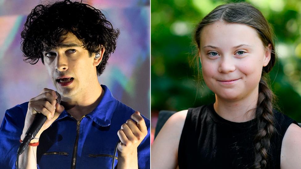 Matt Healy and Greta Thunberg