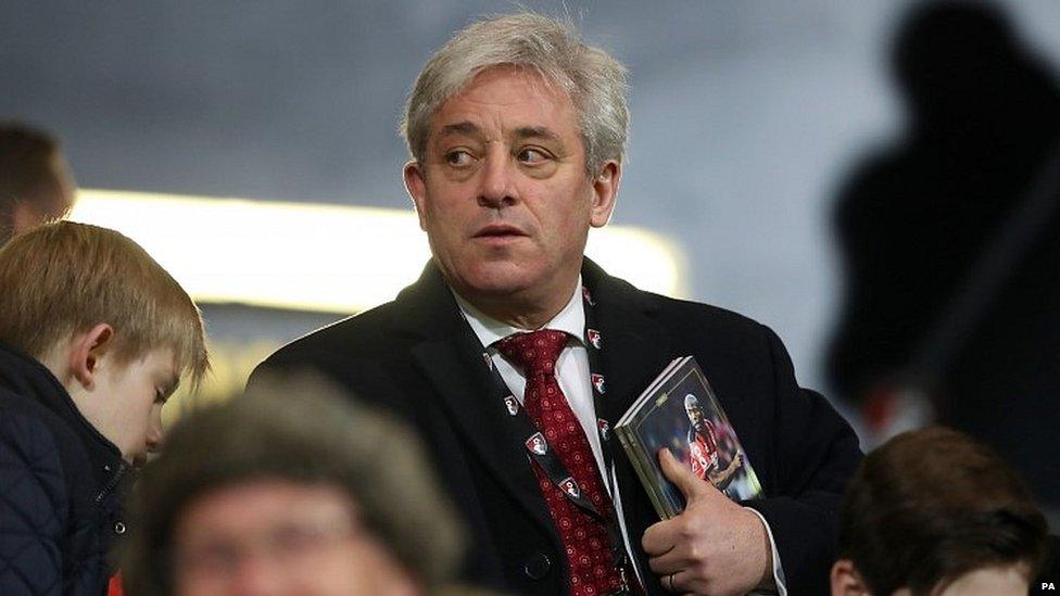 John Bercow at a football match last month