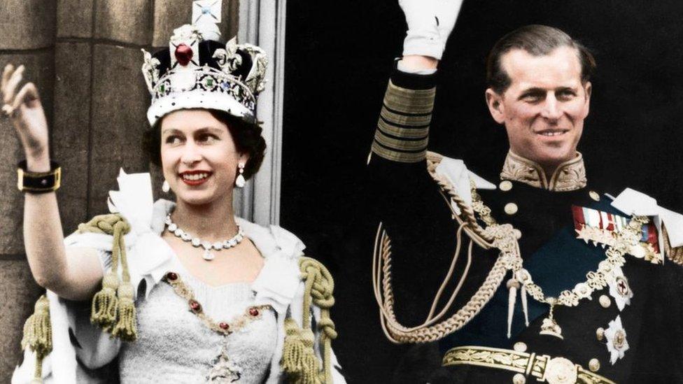 Queen Elizabeth II And The Duke Of Edinburgh On Their coronation day