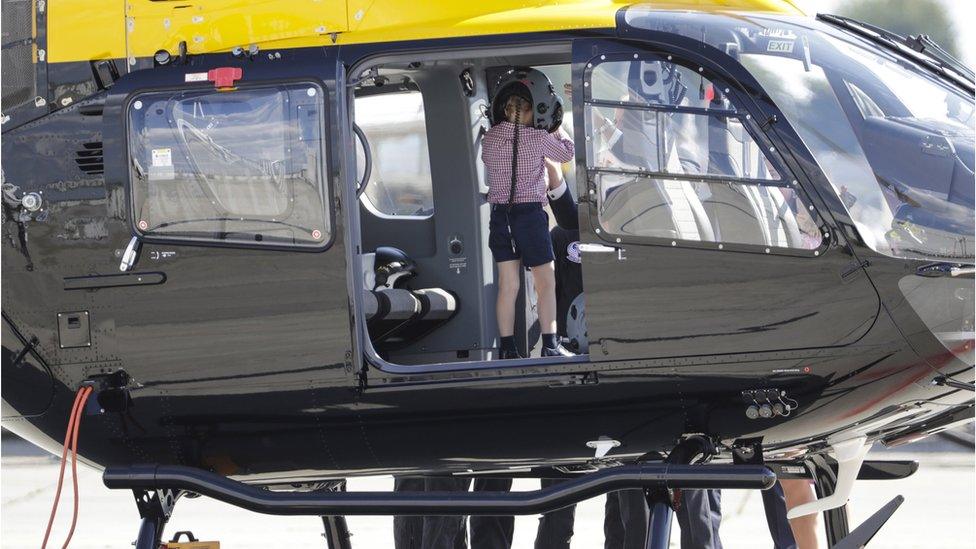 Prince George in a helicopter