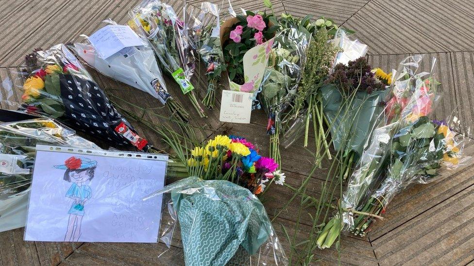 Floral tributes in Crawley