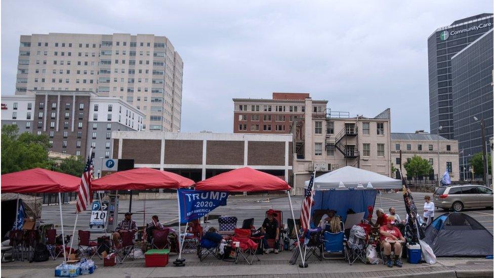 Trump supporters camp near arena