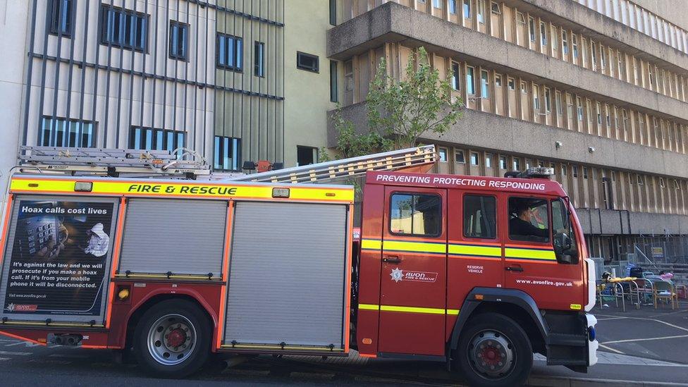 Fire crews at Bristol Royal Infirmary's haematology and oncology centre