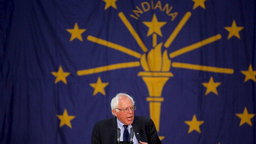 US Democratic presidential candidate Bernie Sanders speaks at a campaign event