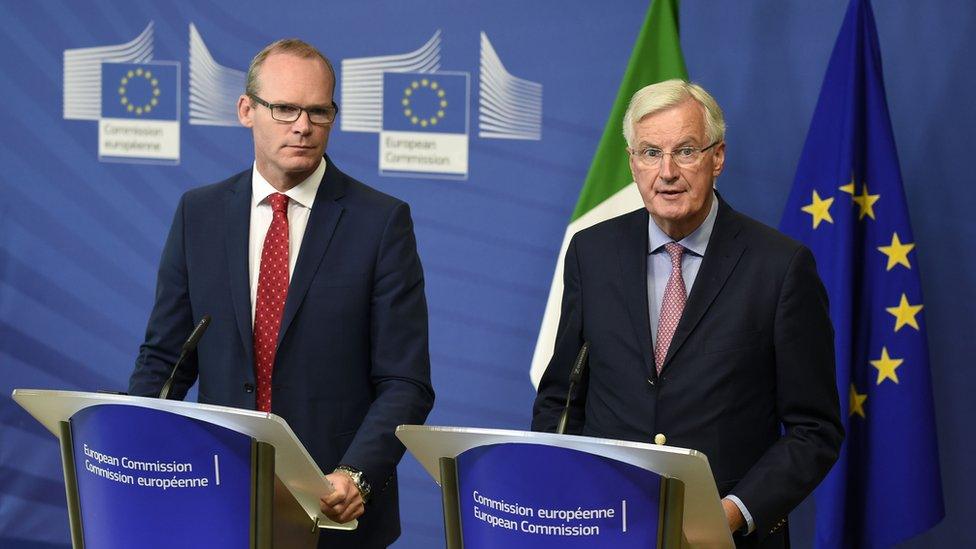 Irish Foreign Minister Simon Coveney and EU chief negotiator Michel Barnier