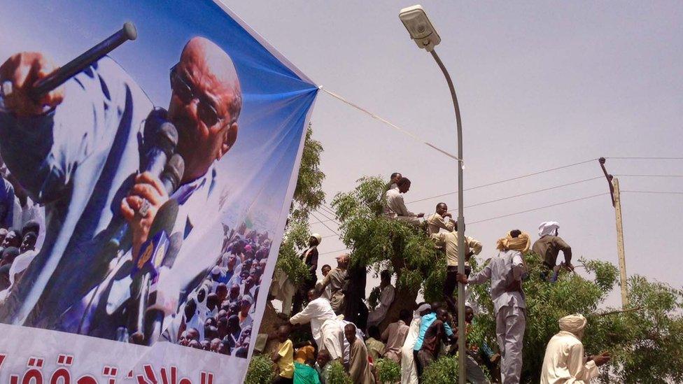 A poster of Omar al-Bashir in the Darfur region of Sudan