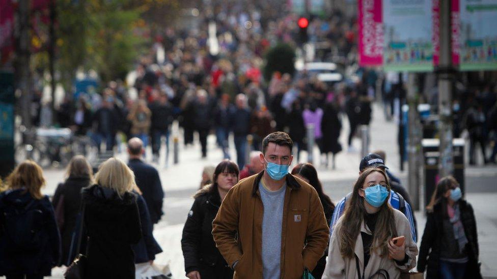 Members of the public in Glasgow city centre on October 24, 2020 in Glasgow, Scotland