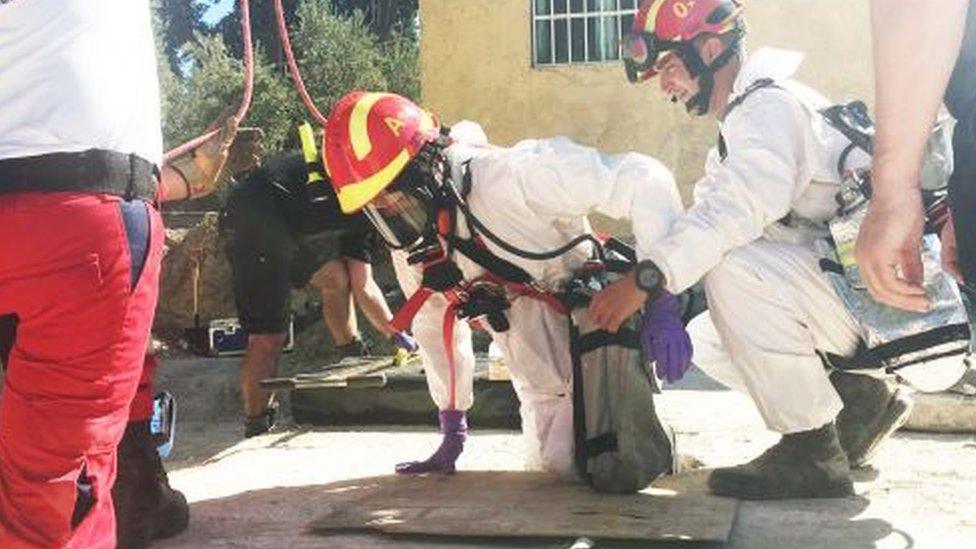 Members of the Hellenic Search and Rescue Team assisted officers with the search