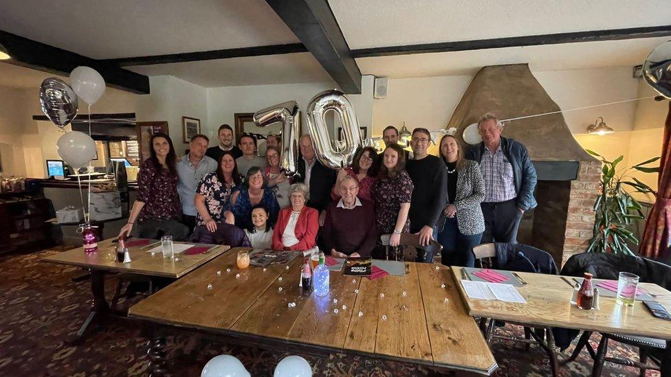 Family celebrating 70th anniversary