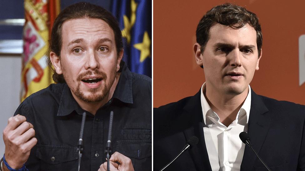 Pablo Iglesias (L) and Albert Rivera (R) composite image