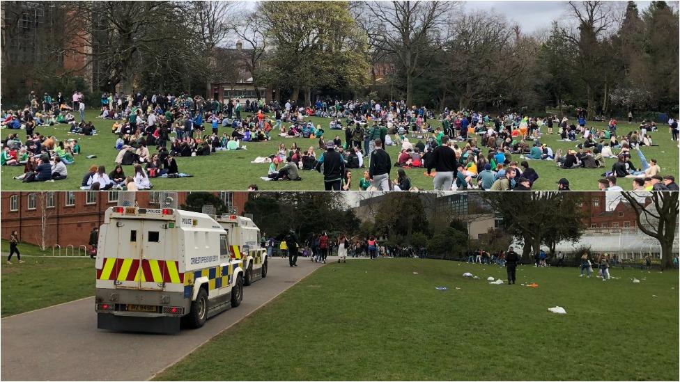 Crowds being cleared from Botanic Park