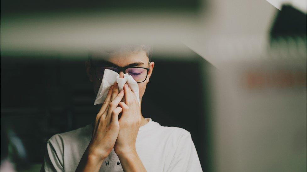 Stock photo of flu patient