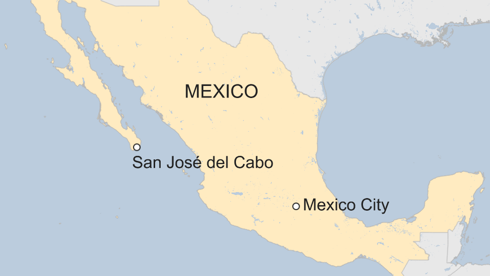 Map highlighting Mexico City and San José del Cabo in Mexico