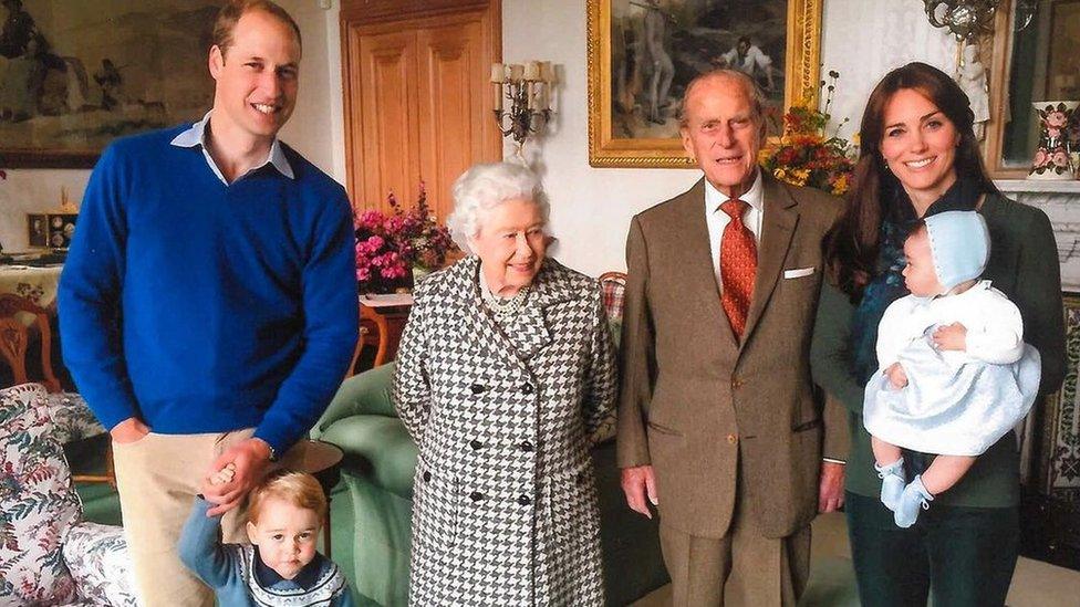 The Queen and Duke of Edinburgh seen with the Duke and Duchess of Cambridge, Prince George and Princess Charlotte at Windsor in 2015