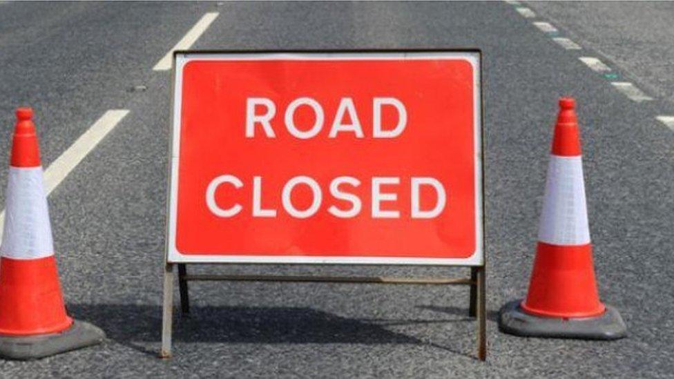 A 'road ahead closed' sign