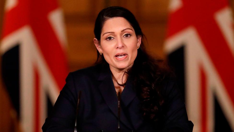 Britain's Home Secretary Priti Patel speaks during a virtual press conference on the novel coronavirus COVID-19 pandemic, at 10 Downing Street in central London on 21 January 2021.