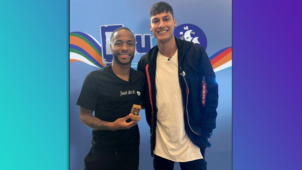 Blue-Peter-presenter-Richie-Driss-and-Raheem-Sterling.