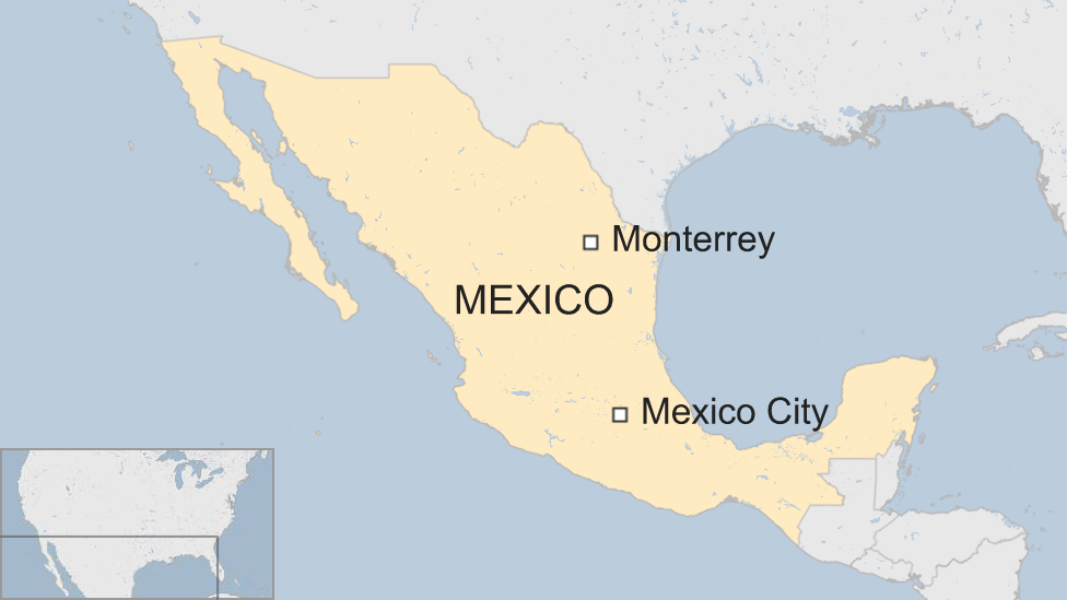 Map of Monterrey in Mexico