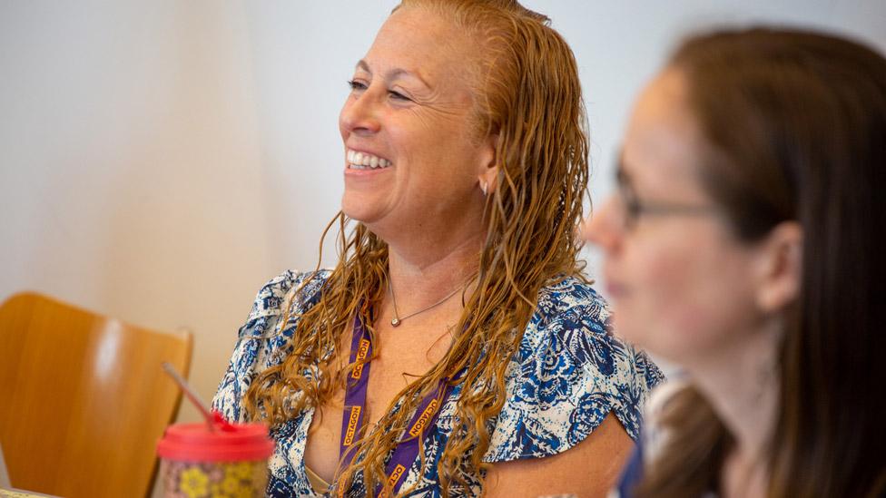 Jodi Picoult and director Lotte Wakeham in The Book Thief rehearsals at Bolton Octagon