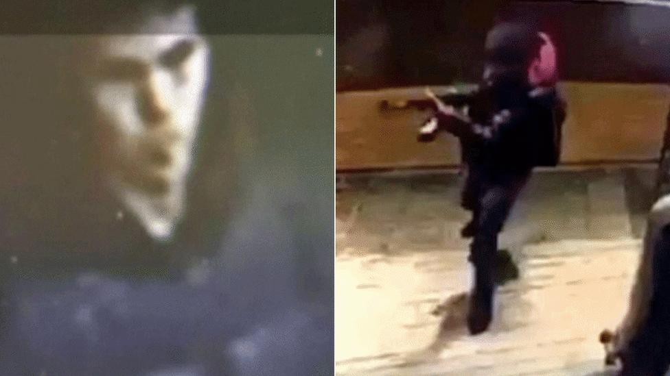 Turkish police image and still from video of attack