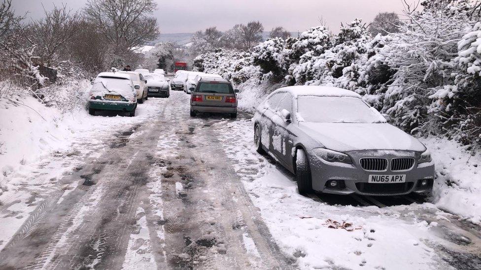 Cars abandoned near Ashcombe