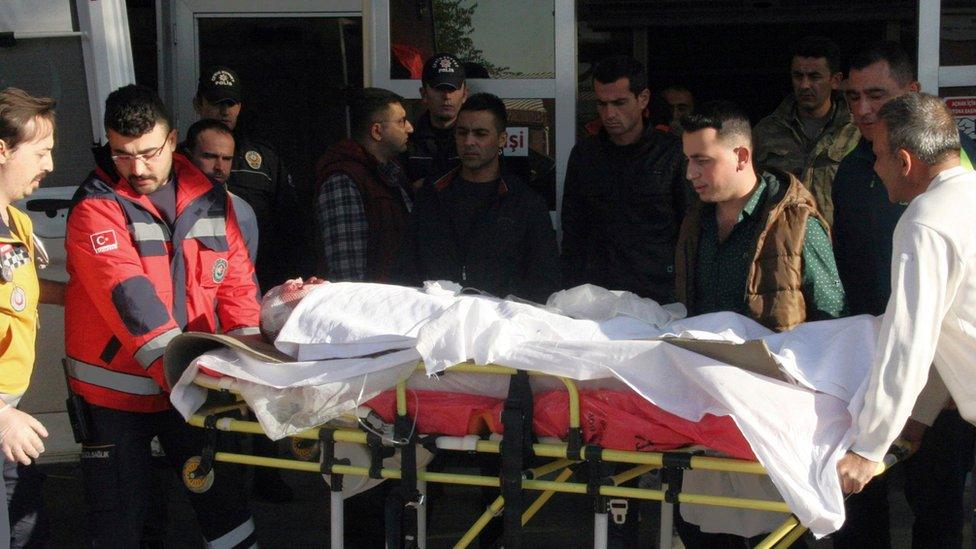 Wounded Turkish soldier arrives at a hospital in Gaziantep, Turkey (24 November 2016)