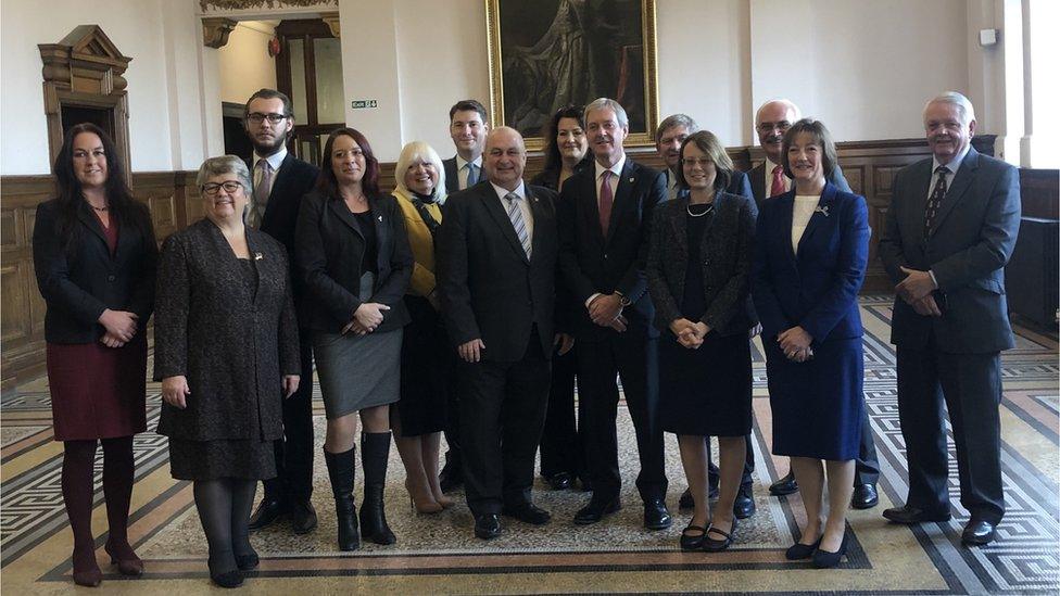 Surrey County Council's new leader Tim Oliver and his newly appointed cabinet