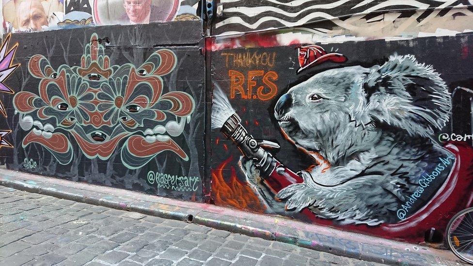 Street art painted in Melbourne's Hosier Lane