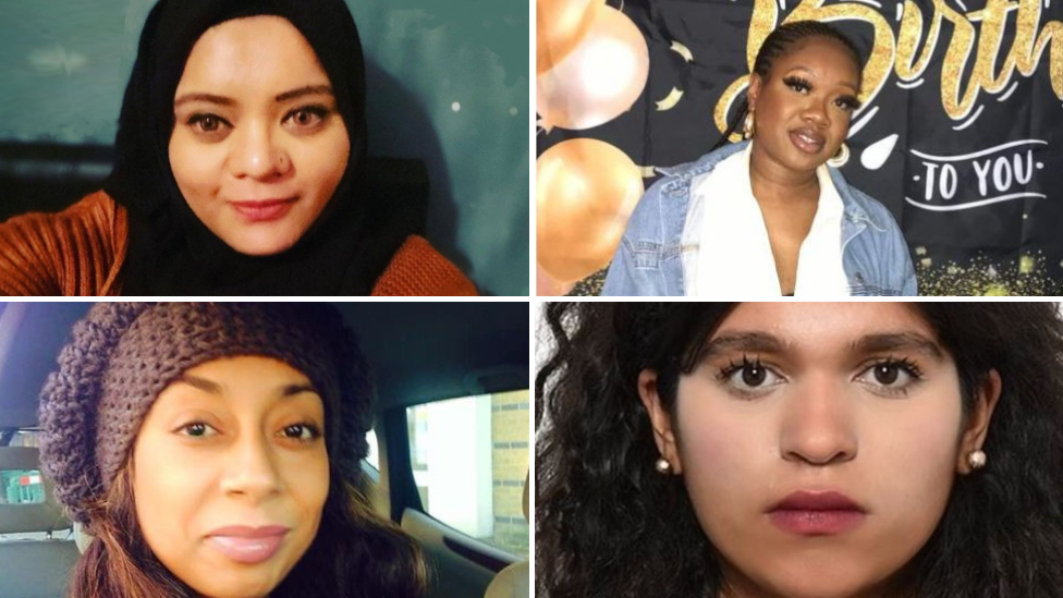 (Clockwise from top left) Yasmin Begum, Samantha Drummonds, Sabita Thanwani and Yasmin Chkaifi, who have all died this year