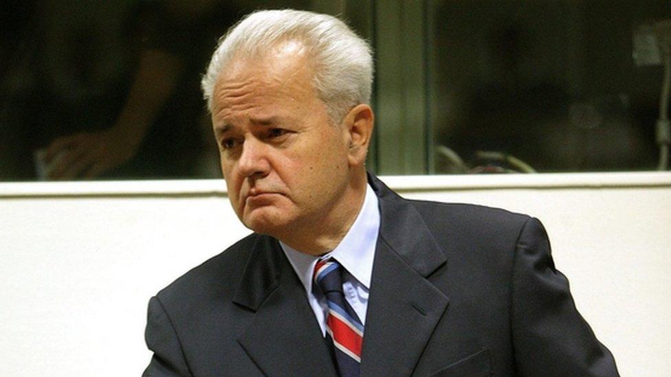 Former Yugoslav President Slobodan Milosevic arrives to open his defence at the war crimes tribunal 31 August 2004 in The Hague, Netherlands