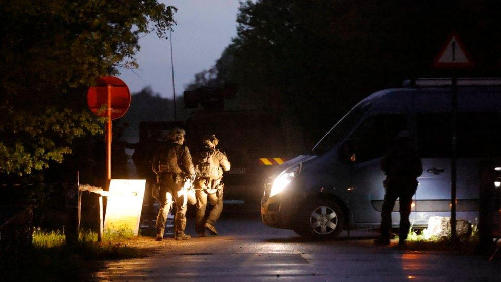 military special forces arriving at night, at the forest of National Park Hoge Kempen in Dilsen-Stokkem, Wednesday 19 May 2021